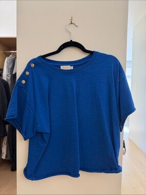 Nation LTD Royal Blue Short-Sleeve Tee with Gold Buttons